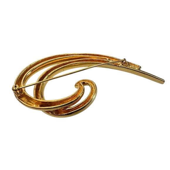 Givenchy Swirl Wave Brooch Pin Gold Plated - Picture 5 of 7